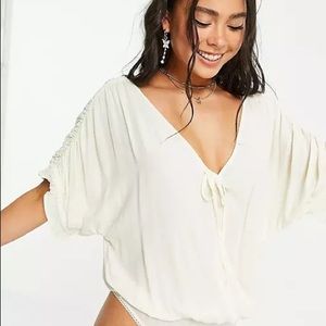 Free People Cleo bodysuit ivory Small NWT